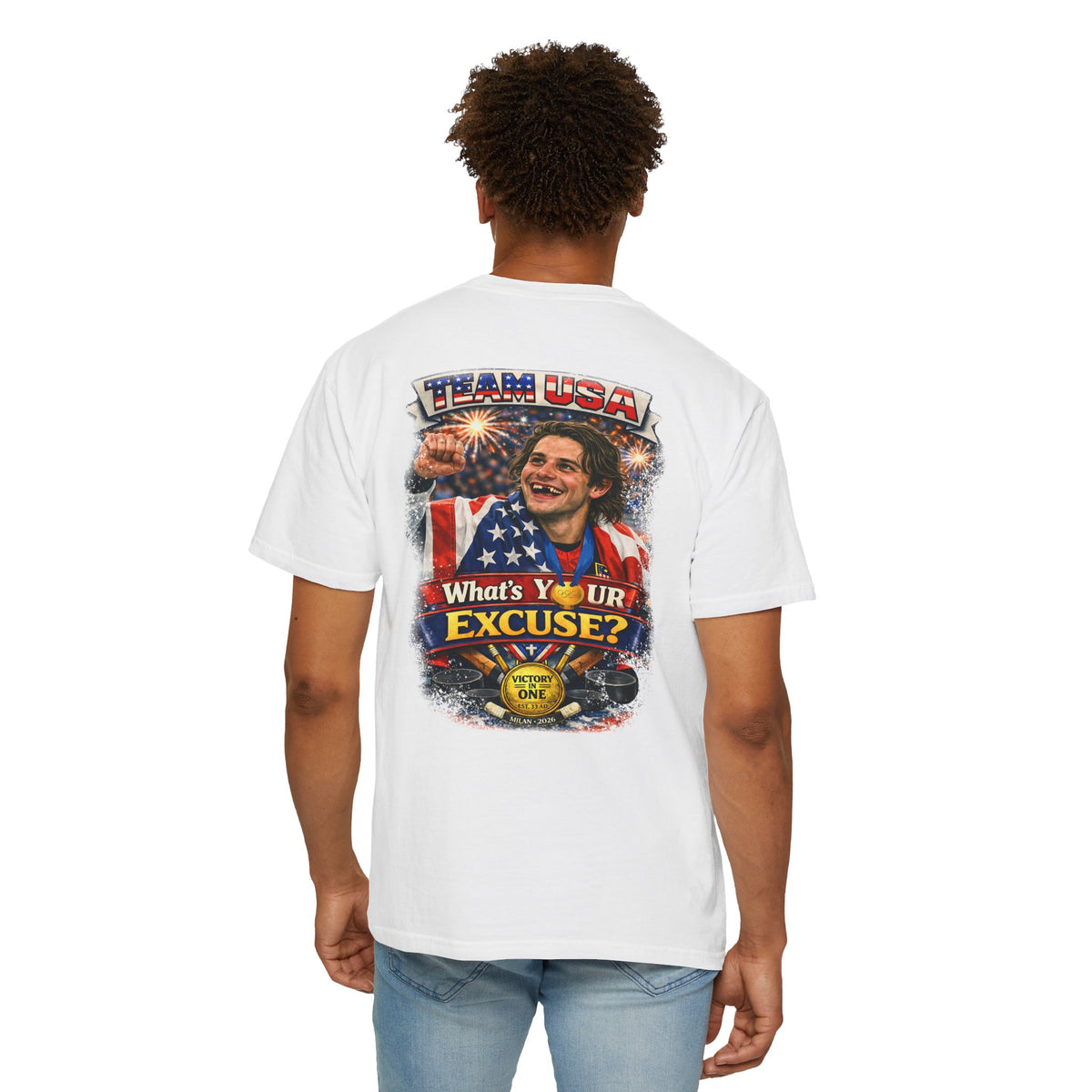 USA Hockey T-Shirt | Team USA What's Your Excuse Patriotic Tee | Veteran-Owned | Liberty & Victory