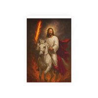 Jesus on a White Horse Poster — Fiery Sword Religious Art Print (Satin/Matte)
