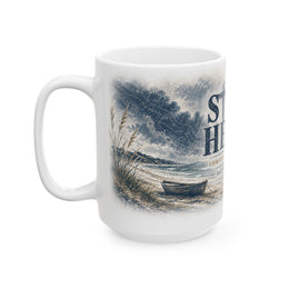 Coastal Faith Coffee Mug | Still Held Through Any Storm 15oz Ceramic | Salt & Salvation | Liberty & Victory Co.