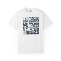 Christian Beach T-Shirt | Salt & Salvation Coastal Block Print Garment-Dyed Tee | Salt & Salvation | Liberty & Victory