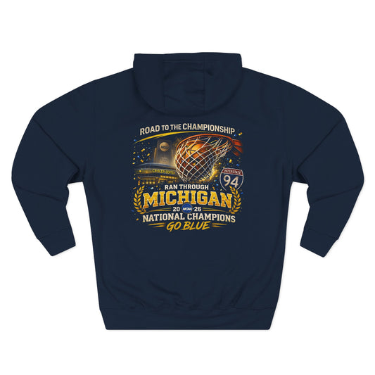 Michigan Wolverines Hoodie | Go Blue National Champions Vintage Block M Pullover Sweatshirt | Victory-One | Liberty & Victory