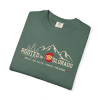 Mountain Faith | Rooted in Colorado — T-Shirt Colorado 150 × Faith. Family. Freedom. | Veteran-Owned Small Business | Liberty & Victory Co.