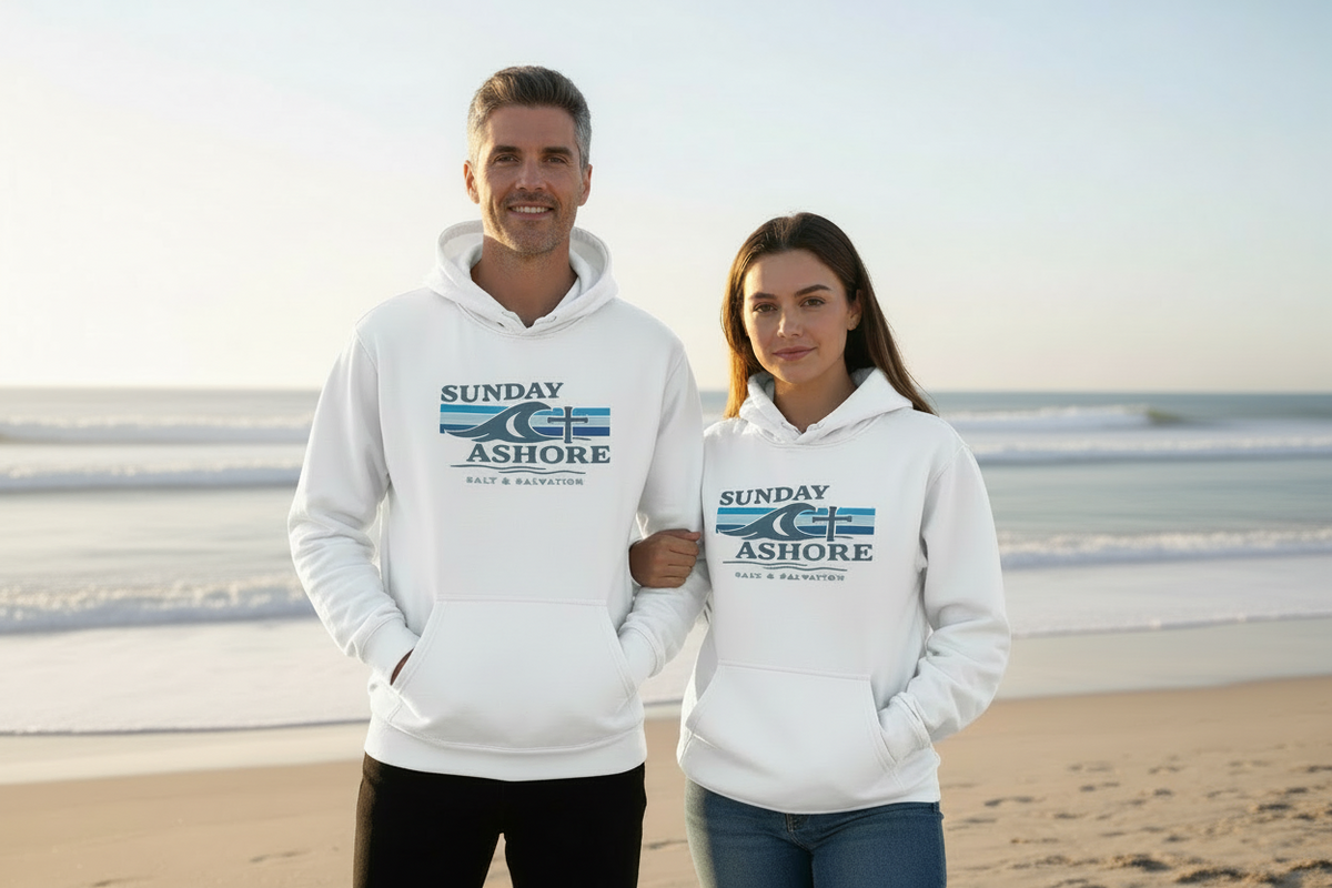 Sunday Ashore Hoodie — Retro Coastal Pullover for Beach Lovers