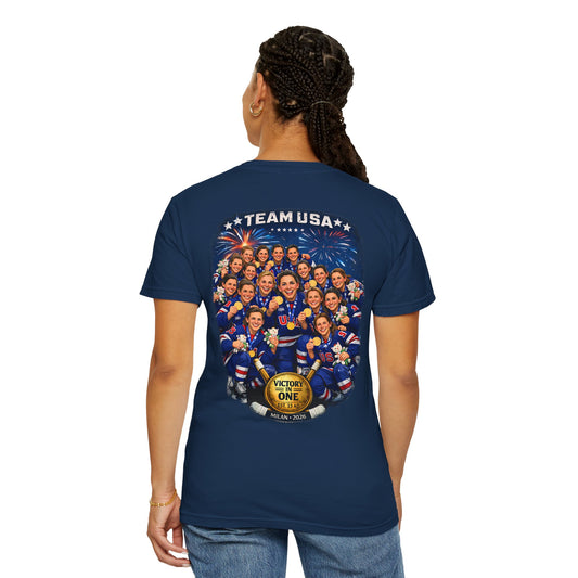 Patriotic T-Shirt | USA Hockey Milan 2026 | Team USA Women's Hockey Victory Design | Liberty & Victory
