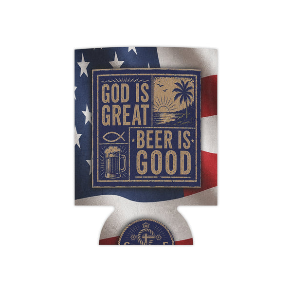 Patriotic Can Cooler | God Is Great Beer Is Good People Are Crazy | America 250 | Liberty & Victory