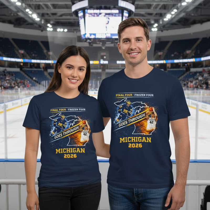 Michigan Wolverines Basketball T-Shirt | 2026 Final Four Goes Through Garment-Dyed Fan Tee | Victory-One | Liberty & Victory