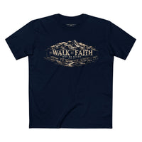 Mountain Faith | Walk By Faith — Mountain Faith T-Shirt Vintage Etched Mountain Graphic | Veteran-Owned Small Business | Liberty & Victory Co.