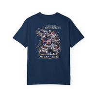 Michigan Connection Hockey Gold T-Shirt | Vintage Milan 2020 Design | Garment-Dyed Cotton | Liberty & Victory