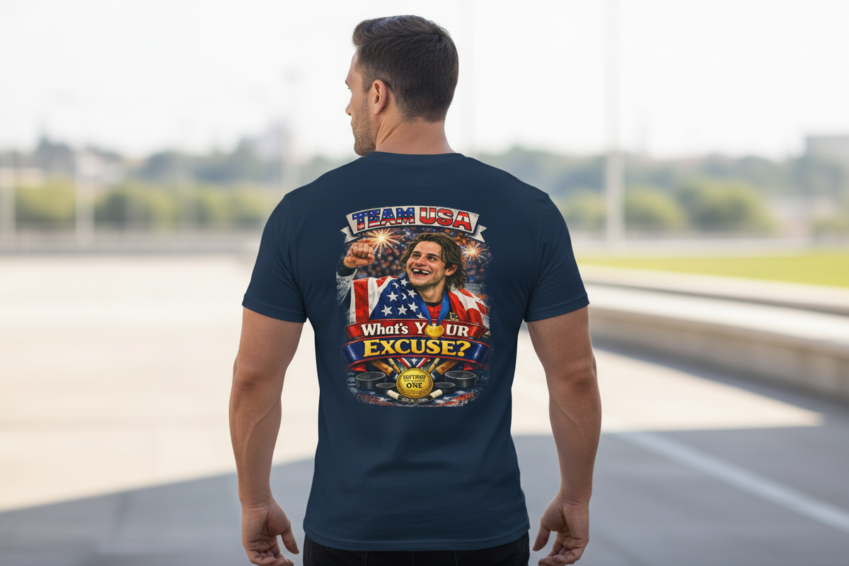 USA Hockey T-Shirt | Team USA What's Your Excuse Patriotic Tee | Veteran-Owned | Liberty & Victory