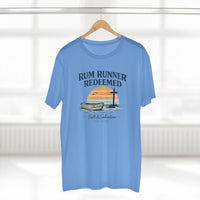 Christian Coastal T-Shirt | Rum Runner Redeemed Pastel Sunset Cross Salt & Salvation Boat Graphic Tee | Liberty & Victory