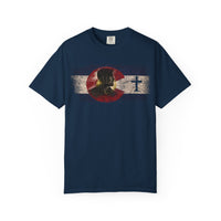 Colorado Flag Victor T-Shirt — Distressed Colorado Flag with Victor& Cross Accent