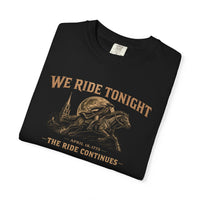 Patriotic Faith | We Ride Tonight — Heritage Tee | Battle Flag × Revere Edition | Veteran-Owned Small Business | Liberty & Victory Co.