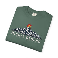 Mountain Faith | Higher Ground — T-Shirt | Colorado Flag Sunset Graphic | Veteran-Owned Small Business | Liberty & Victory Co.