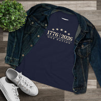 Christian Patriotic Women's T-Shirt | One Nation 1776–2026 Flag & Cross Anniversary Tee | Veteran-Owned | Liberty & Victory Co.
