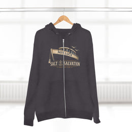 Coastal Faith Zip Hoodie | Salt & Salvation "Not Luck" Boat Graphic Full-Zip | Veteran-Owned | Liberty & Victory Co.