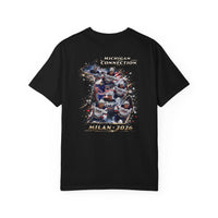 Michigan Connection Hockey Gold T-Shirt | Vintage Milan 2020 Design | Garment-Dyed Cotton | Liberty & Victory