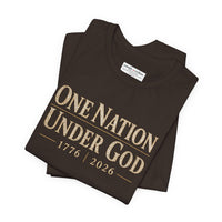 Christian Patriotic T-Shirt | One Nation Under God 1776–2026 USA 250 Founders Line | Veteran-Owned | Liberty & Victory Co.