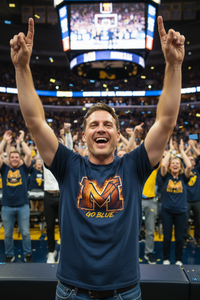 Michigan Wolverines Basketball T-Shirt | Road to the Championship Vintage Block M Garment-Dyed Tee | Victory-One | Liberty & Victory