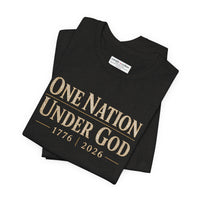 Christian Patriotic T-Shirt | One Nation Under God 1776–2026 USA 250 Founders Line | Veteran-Owned | Liberty & Victory Co.
