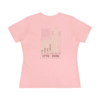 Christian Patriotic Women's T-Shirt | One Nation 1776–2026 Flag & Cross Anniversary Tee | Veteran-Owned | Liberty & Victory Co.