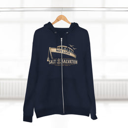 Coastal Faith Zip Hoodie | Salt & Salvation "Not Luck" Boat Graphic Full-Zip | Veteran-Owned | Liberty & Victory Co.