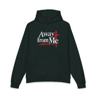 Christian | Away from Me — Faith Graphic Hoodie Cross Mt. 4:10 | Veteran-Owned Small Business | Liberty & Victory Co.