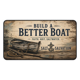Coastal Faith Desk Mat | Build a Better Boat Nautical | Salt & Salvation | Liberty & Victory