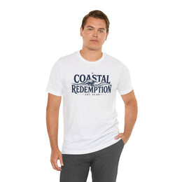 Coastal Faith T-Shirt | Coastal Redemption Est. 33 AD | Nautical Wave Graphic | Signature Line | Veteran-Owned | Liberty & Victory Co.