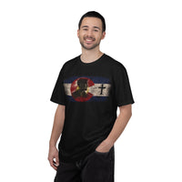Colorado Flag Victor T-Shirt — Distressed Colorado Flag with Victor& Cross Accent