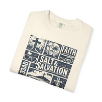 Christian Beach T-Shirt | Salt & Salvation Coastal Block Print Garment-Dyed Tee | Salt & Salvation | Liberty & Victory