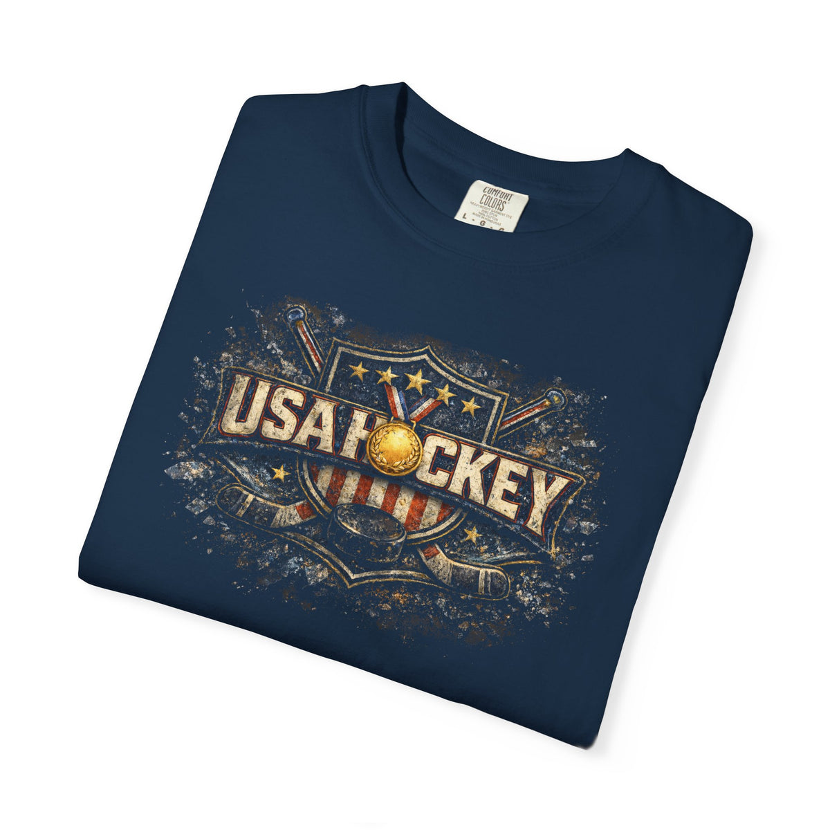 USA Hockey T-Shirt | Victory On Ice Gold Medal Tee | Veteran-Owned | Liberty & Victory