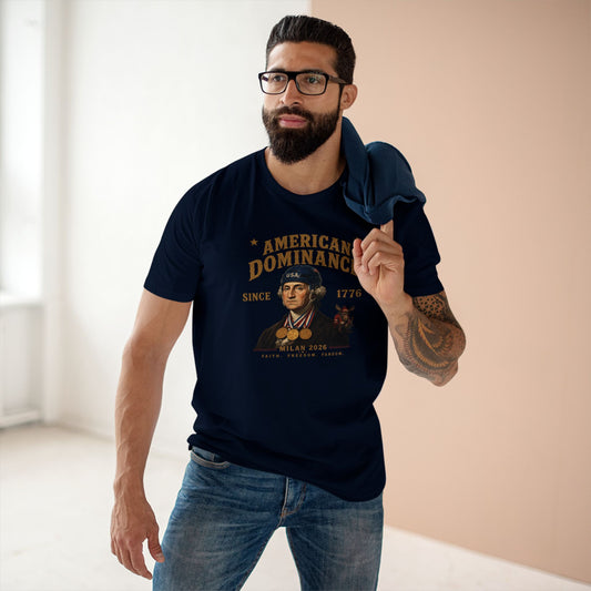 Patriotic Christian T-Shirt | George Washington Hockey Helmet USA Gold Medals Essentials | America 250 | Liberty & Victory