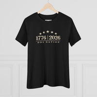 Christian Patriotic Women's T-Shirt | One Nation 1776–2026 Flag & Cross Anniversary Tee | Veteran-Owned | Liberty & Victory Co.