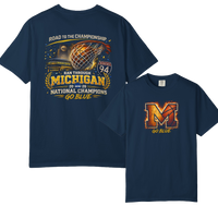 Michigan Wolverines Basketball T-Shirt | Road to the Championship Vintage Block M Garment-Dyed Tee | Victory-One | Liberty & Victory