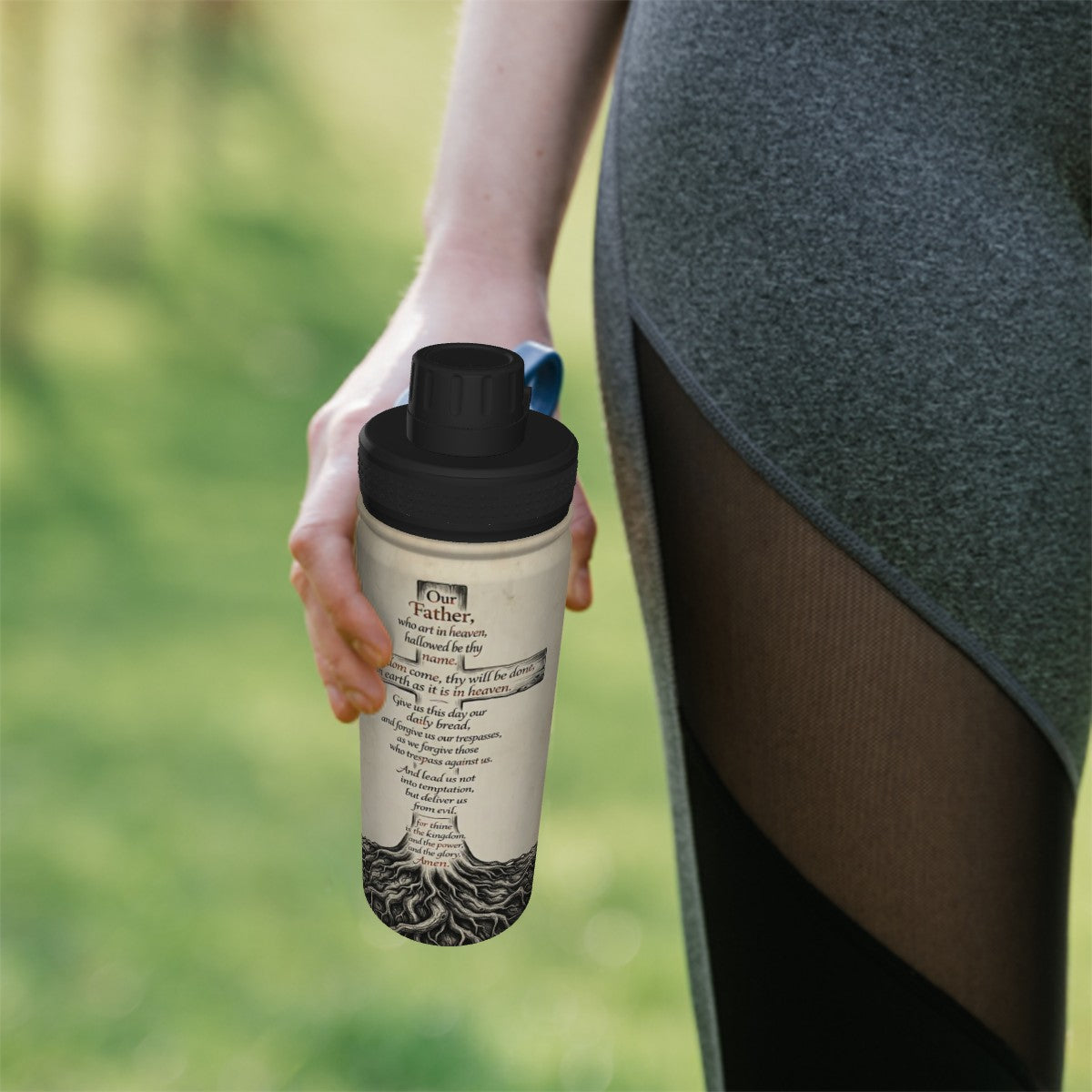 The Lord's Prayer Rooted - 18oz Insulated Water Bottle