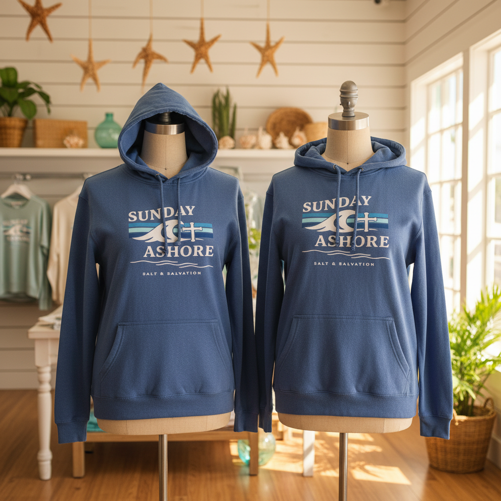 Sunday Ashore Hoodie | Coastal Surf Faith Sweatshirt