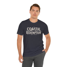 Coastal Faith T-Shirt | Coastal Redemption Est. 33 AD | Nautical Wave Graphic | Signature Line | Veteran-Owned | Liberty & Victory Co.
