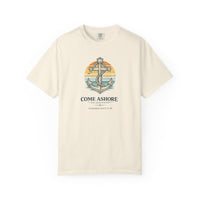 Christian Coastal T-Shirt | Come Ashore Anchor Sun-Stripe Garment-Dyed Vintage Tee | Salt & Salvation | Liberty & Victory