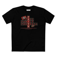 Faith & Sport | Fall Family Football — T-Shirt Faith Runs Through It-Georgia Bulldogs Edition | Game Day Faith Tee | Veteran-Owned Small Business | Liberty & Victory Co.