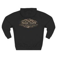 Christian | Walk by Faith — Front + Back Hoodie 2 Cor 5:7 Mountain Scripture Pullover | Veteran-Owned Small Business | Liberty & Victory Co.
