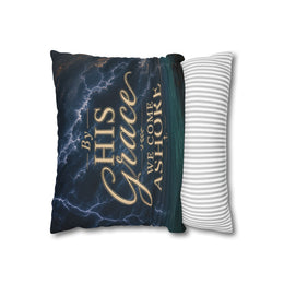 Faith Throw Pillow Cover | By His Grace We Come Ashore | Nautical Christian Decor | Liberty & Victory Co.