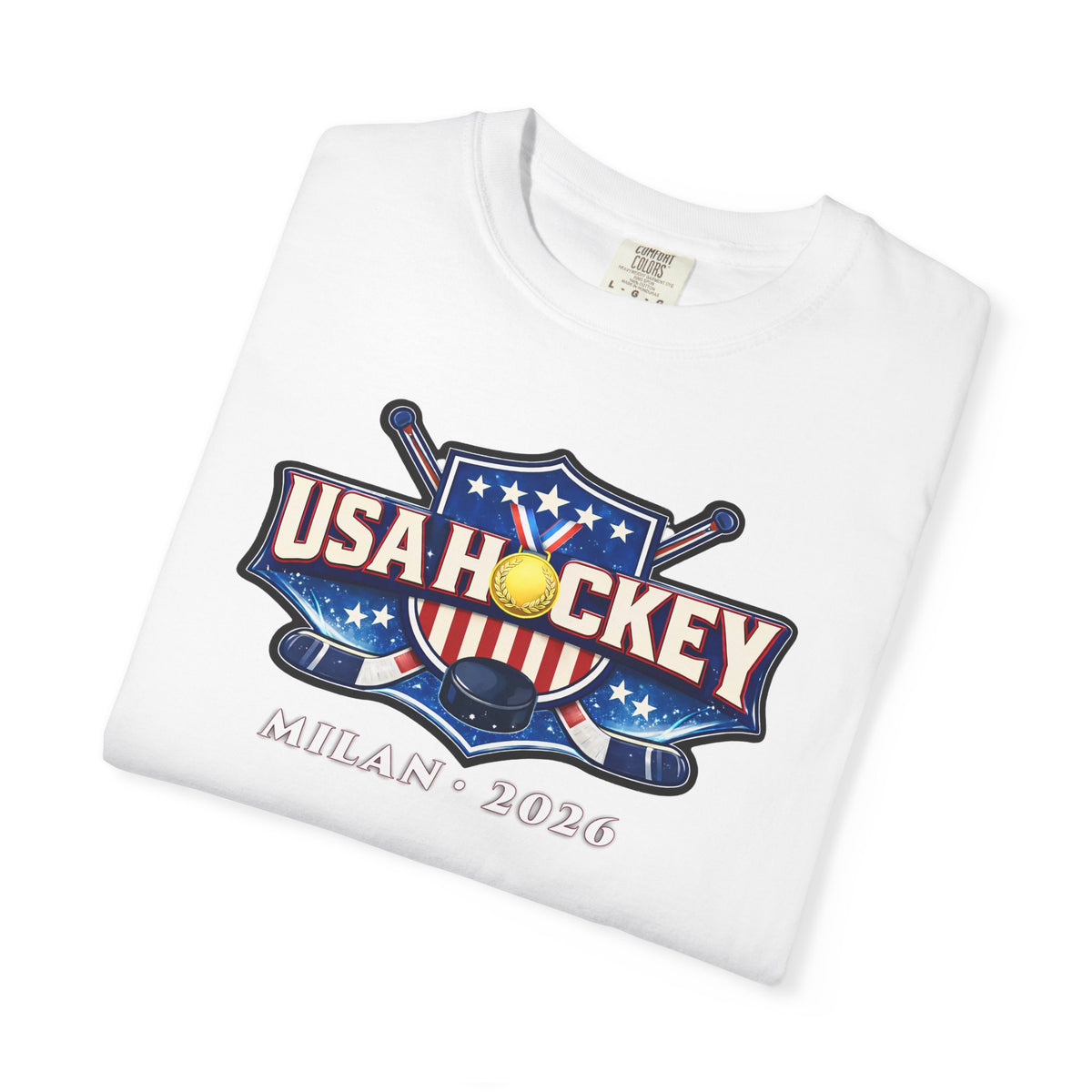 USA Hockey T-Shirt | Milan Italy 2026 Patriotic Tee | Veteran-Owned | Liberty & Victory