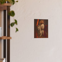 Jesus on a White Horse Poster — Fiery Sword Religious Art Print (Satin/Matte)