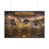Michigan Wolverines Poster | University of Michigan Legacy in Sports Championship Wall Art | Victory-One | Liberty & Victory