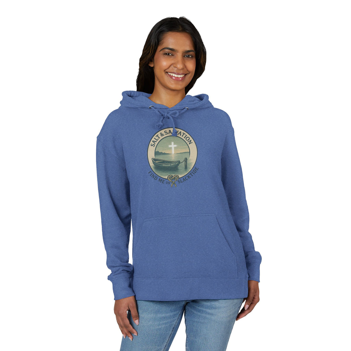 Salty Salvation Hoodie — Coastal Christian Cross Sweatshirt