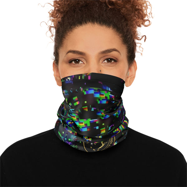 Adversarial Design Neck Gaiter | Glitch Pixel Skull Face Shield | Privacy Apparel | Liberty & Victory