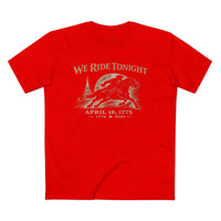 Patriotic Faith | We Ride Tonight — T-Shirt | April 18, 1775 × 1776–2026 OMR | Veteran-Owned Small Business | Liberty & Victory Co.