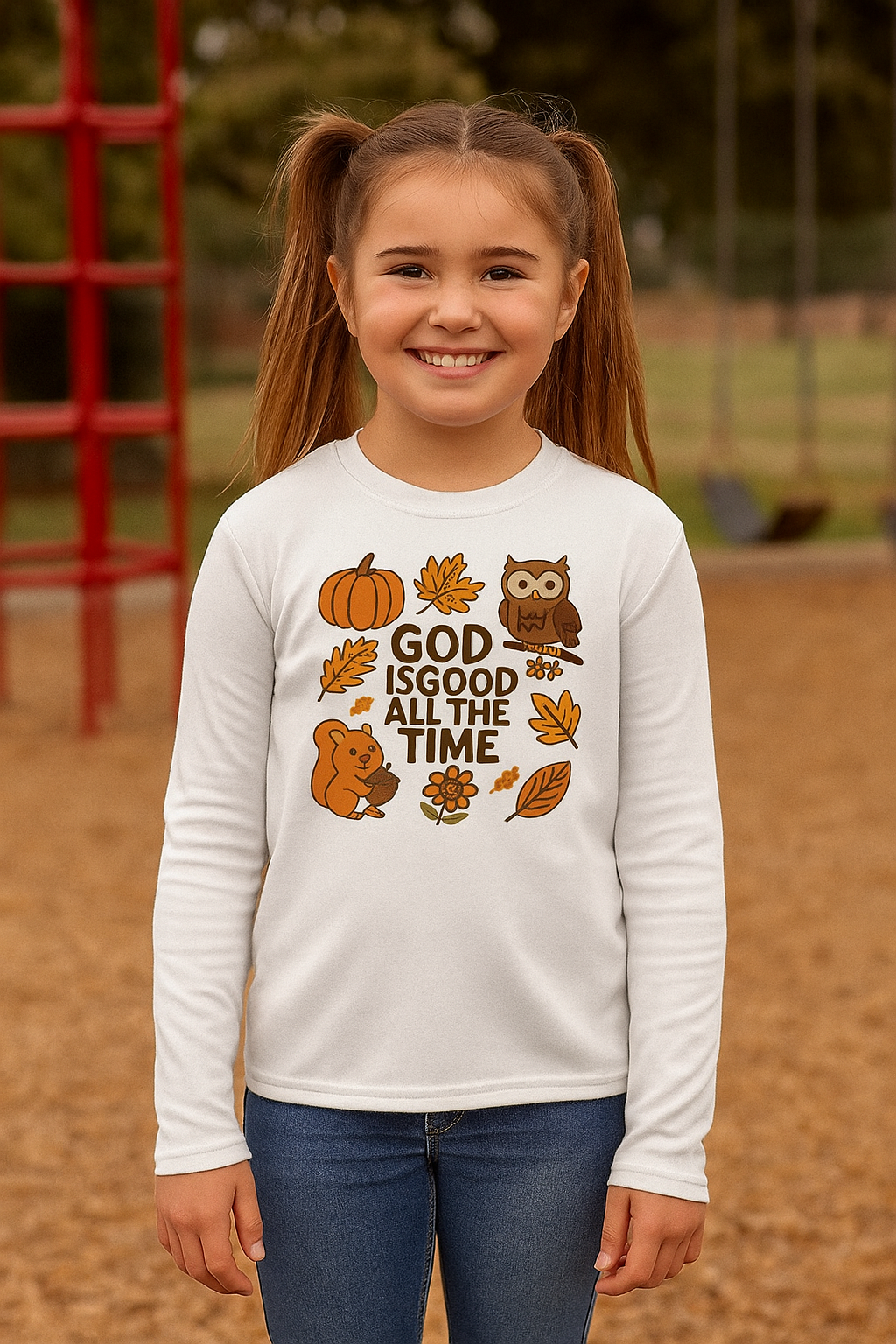 God Is Good Fall Youth Long Sleeve Performance Tee