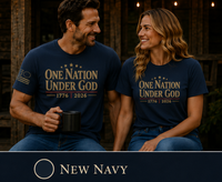 Christian Patriotic T-Shirt | One Nation Under... 1776–2026 Shoulder Flag Signature | Liberty-In-One | Liberty & Victory