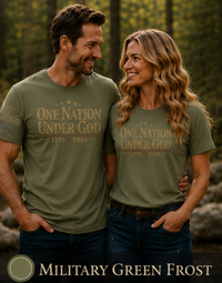 Christian Patriotic T-Shirt | One Nation Under... 1776–2026 Shoulder Flag Signature | Liberty-In-One | Liberty & Victory